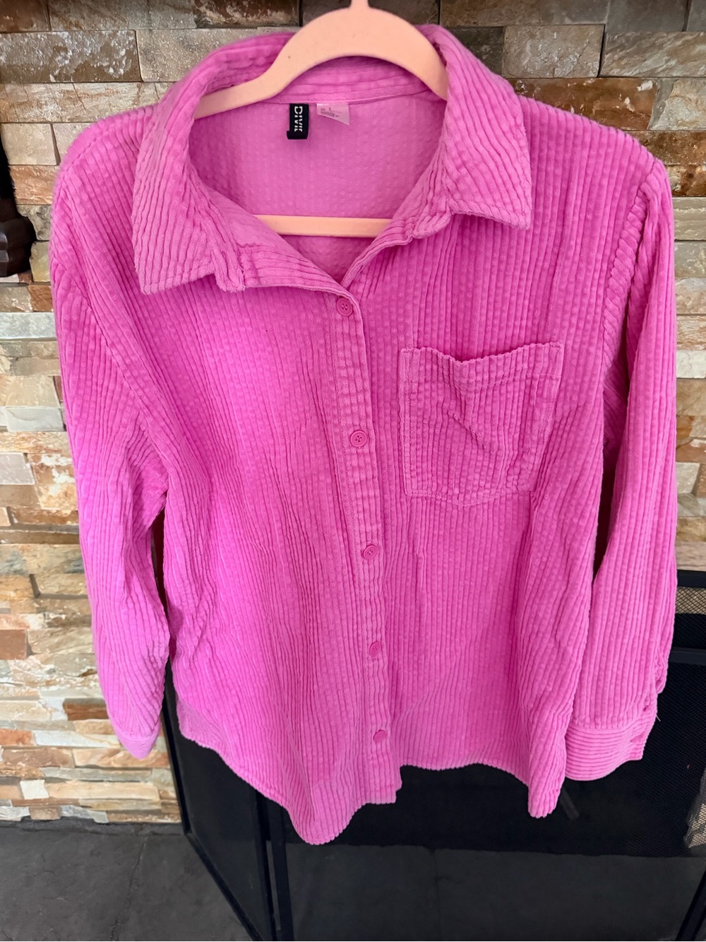 H & M Pink Corduroy Button-Up Shirt/Shacket
